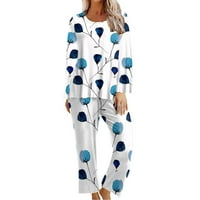Qolati ženske pidžame setovi cvjetni tisak dugih rukava s širokim nogama hlače za spavanje odjeće koje odgovara odjeću udobna mekana loungewear PJS odijela