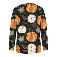 Hueook Dukseri za žene plus veličina zimski pad dugih rukava Halloween modni print casual lagani okrugli vrat pulover džemperi vrhovi
