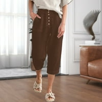 Ležerne pamučne hlače Solidne boje Žene obrezane pantalone Ljetne hlače Dnevna odjeća