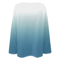 JPGIF Žene Ležerni gradijentni ispis majica s dugim rukavima V rect majica Labavi bluza Dugme Nasledljeni
