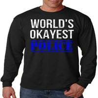 Muška svjetska natmjerna policijska televizija Crna majica s dugim rukavima x-velika crna
