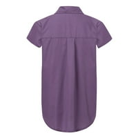Ženske vrhove bluza Žene kratki rukovi Ležerne kože košulje Henley Summer Purple M