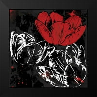 Siva, jace crna modernog uokvirenog muzeja Art Print pod nazivom - crvena cvjetna mate