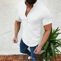 Muška povremena bluza pamučna posteljina majica sa slobodnim vrhovima kratkih rukava majica kratkih rukava