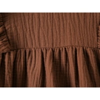 Eyicmarn Girls Fall Haljina čvrste boje okrugli vrat Flouncunch suknje s dugim rukavima