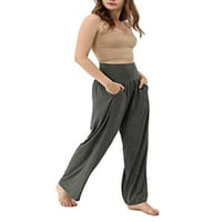 Ženska proljetna ljetna plus veličina široke hlače za noge pune boje visokih struka labave pantalone