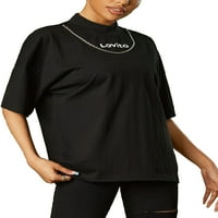 Lovito Korean Style Style Robed majica za žene modne ogrlice Labavi okrugli vrhovi vrata plus veličina