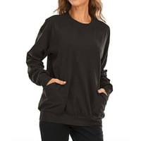 HANERDUN Žene Čvrsta topla bluza sa džepovima Ženska pulover Majica Tamno siva XL