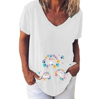 Majica za žene za žene, grafičke majice, ženska labava Vneck maslačak Print Pulover Ležerne majica s