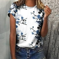 Žene tunika T majica Tees Ljetni modni slatki cvjetni majica Trendy odjeća posada izrez majice pamuk