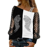 Žene modne duge rukave Ležerne majice od pulover na ramenu Plus veličina Bluzes Majica Dressy za jesen