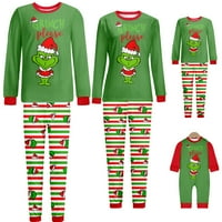 Grinch sretan božićni obitelj pidžama set grinch tisak s prugama dugih rukava xmas pjs spavaća odjeća