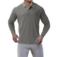 Muška ležerna gumba za košulju od jeseni prugaste tkanine Okrenite majicu s dugim rukavima s dugim rukavima