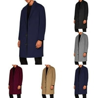 Muškarci Topli formalni kaput dugačak jakna gospodin Rad gornje odjeće Omotni kaput vino crveno xxxl