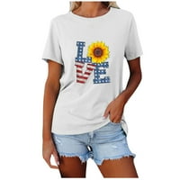 Košulje od 4. jula za žene Ljeto Vintage Američka zastava Ispisuje grafičke make kratke rukave