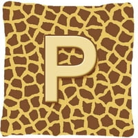 Carolines Treasures Monogram Početna P jastuk od ukrasnog tkanina P Giraffe