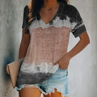 Boja blok labave majice za žene ljetni stil casual kratkih rukava v bluza izreza moda ispod 15 dolara