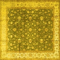 Ahgly Stroj za upotrebu u zatvorenom kvadratu Perzijski žuti tradicionalni prostirke, 3 'kvadrat