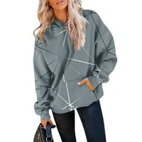 Poslovna casual odjeća za žene stabilna odjeća ženska jesenina i zimska tiskana pulover dukserica s kapuljačom dugih rukava siva m