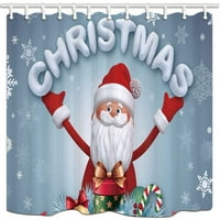 Božićni Djed Mraz držao je rukama poliesterske tkanine za zavjese za tuširanje