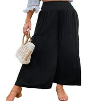 Grianlook ženske široke noge Ruched hlače Ljeto HIGH-SQUAL CALEST COLL hlače pantalone
