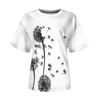 Aoochasliy ženske bluze kratki rukav ležerni ljetni gradijent cvjetni tisak okruglih vrata majica