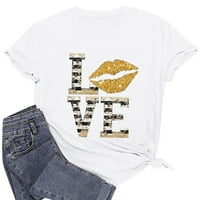 Honeeladyy Unise Crewneck T-majice Love Print Classic Comfort Blues Valentines Na vrhu odjeće za muškarce