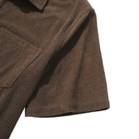Muškarci Corduroy polo majica Majica Bluza Solid Color Offwown ovratnik Polo košulje s kratkim rukavima