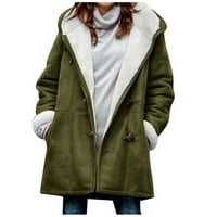 Honeeladyy Cleance ispod 10 $ Ženska zimska gornja odjeća casual gumb za rog topla kapuljač kaput jakna