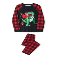 Porodica Amiliee Podudaranje božićne pidžame postavio je noćni odjeću Dinosaur s dugim rukavima