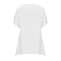 Hinvhai prevelike majice za žene odobrenje plus veličine Dan nezavisnosti Ženski ispis Mid rukava Dugme za ispis Top bluza White 4