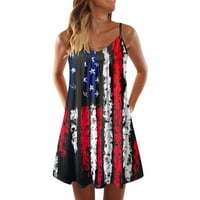 Haljine Žene Ljetne žene Mini haljine Duks bez rukava Haljine za žene Neovisnost Dan za ženska Amerikanka
