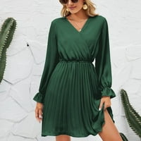 Haljine za žene s dugim rukavima s dugim rukavima s dugim rukavima kratke trendi modne vješalice zelene