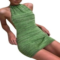 Mini haljina Halter Crtcon za žene Y2K pletena mini haljina kratka haljina