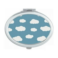 Bijeli oblak Plavi nebo Vrijeme Ovalno ogledalo Prijenosne preklopljene ručne šminke dvostruke bočne