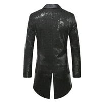 FESFESFES MENS BLAZER Outerwear Modna casual jedno dugme Sequin odijelo Performanse odijelo s dugim