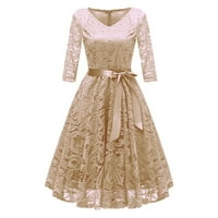 Žene Vintage Princess cvjetni čipka koktel V-izrez Stranka Aline Swing haljina Napomena Kupite jednu