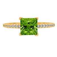 1.66ct princeza rez zeleni prirodni peridot 14k žuti zlatni godišnjica zaručničke prstene veličine 4,25