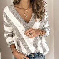 Ženski pulover džemperi kukičani pulover Dukseri plus veličina prevelika siva XL