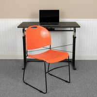 Flash nameštaj ultra-kompaktni slaganje visokog kapaciteta metalni stolice narančasto plastični crni