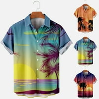 Muška havajska casual aloha majica s majicama na plaži zalazak sunca Ispiši ljetni odmor Tropicl majice Party Holiday