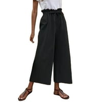 Žene Ljeto pamučno posteljina casual dugačak pant visoki struk labavi fit casual pantsyoga hlače za
