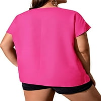 Žene plus bluze casual čvrsta lagana bluza vruća ružičasta 0xl