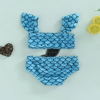 Liacowi Baby Girl kupaći kostimi sirena Riba Skala Ispiši muhe rukave s kratkim kupaćim kostima