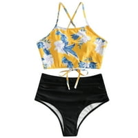 Tankini kupaći kostim za žene Novi kupaći kostimi Visoki zavoj za zavoj bikini cvjetni print Split plaža Bather