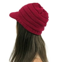 Uocefik Žene trčanje Beanie s obodom hladnom vremenom debela boja CALLIE topli zimski kabel pleteni mali šešir I