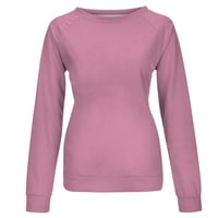 Dyegold dugih rukava za žene prevelizirane duksere posade pulover casual labavo trendi obične bluze
