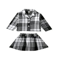 SUNISERY BABY Girls Set odjeće postavljen ispis prestanak rever za gumb za dugme i kratka a-line suknja