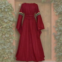 Yubnlvae haljina od rukavske rukave Žene Gothic Vintage Duljina haljina Ženska haljina za ženske haljine