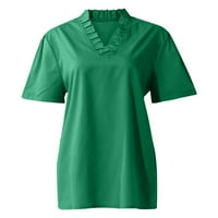 Ženski vrhovi ženske modne labave dame košulje od listova na listu kratkih rukava zelena